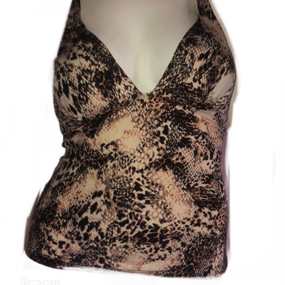 LIZ CLAIBORNE SNAKE PRINT TANKINI SWIM TOP SZ 14 NEW Snakeskin - Picture 3 of 13